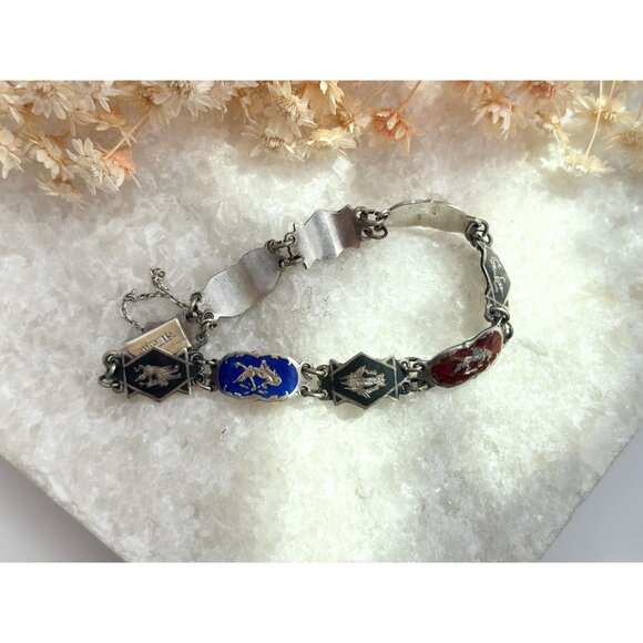 Siam Sterling Rainbow Multi God & Goddess Sterling Silver 925 Vintage Bracelet - Picture 9 of 9